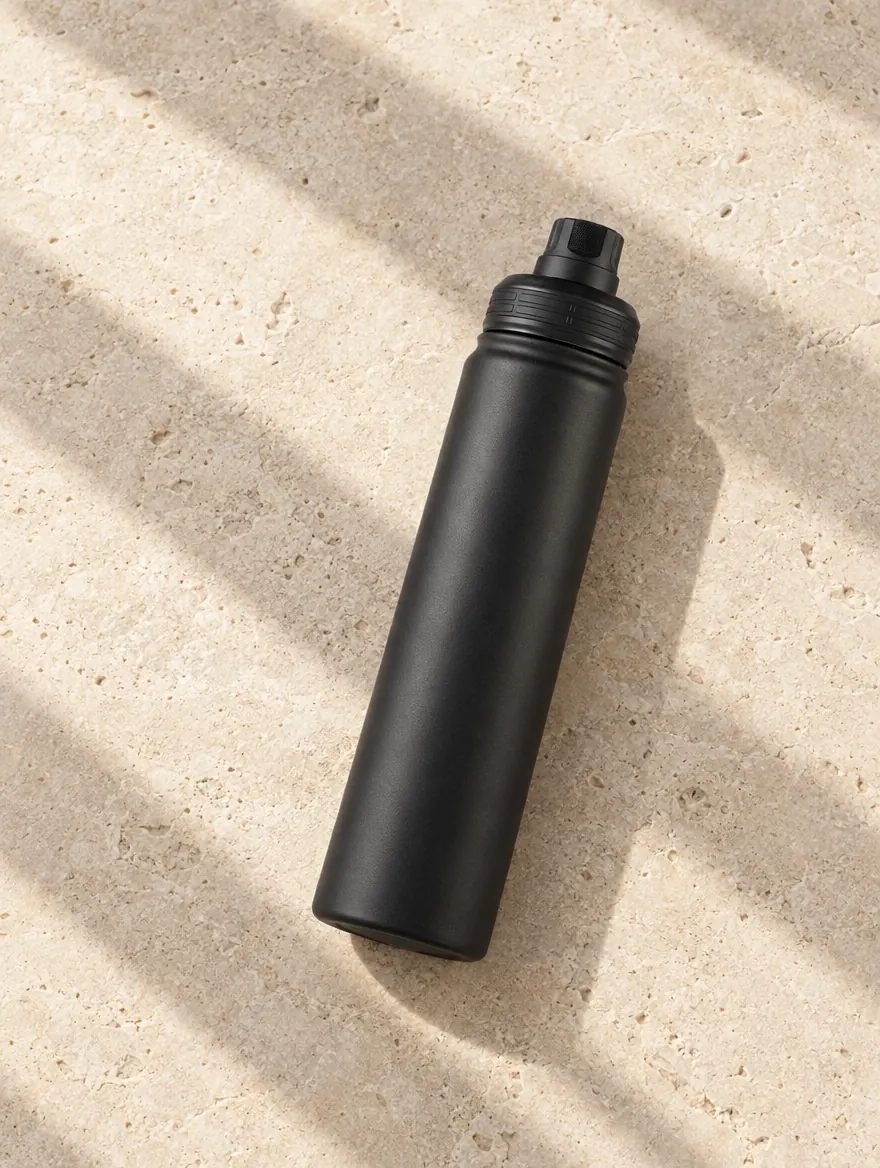 The Long Day Bottle, a Marcel Afters accessories, photographed flat on a warm studio backdrop.