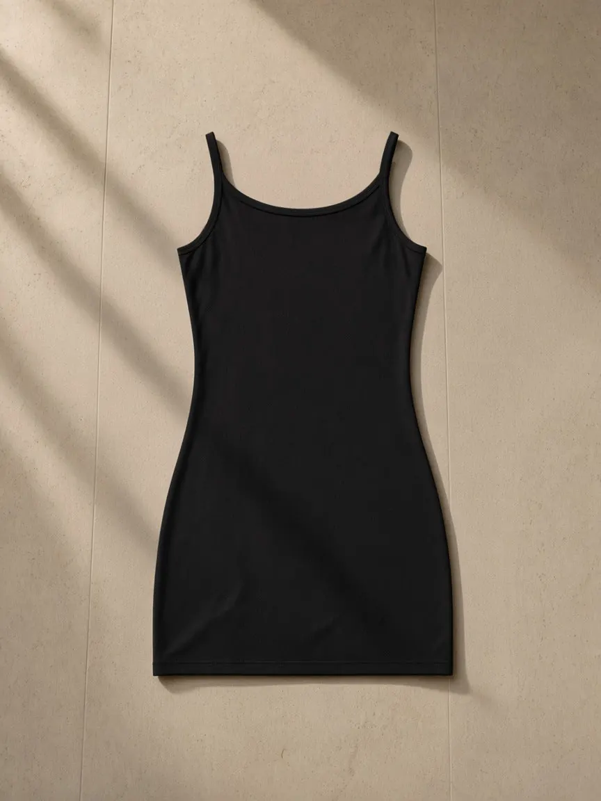 Women's Solid Tight Sleeveless Dress, a Marcel Afters dress, photographed flat on a warm studio backdrop.