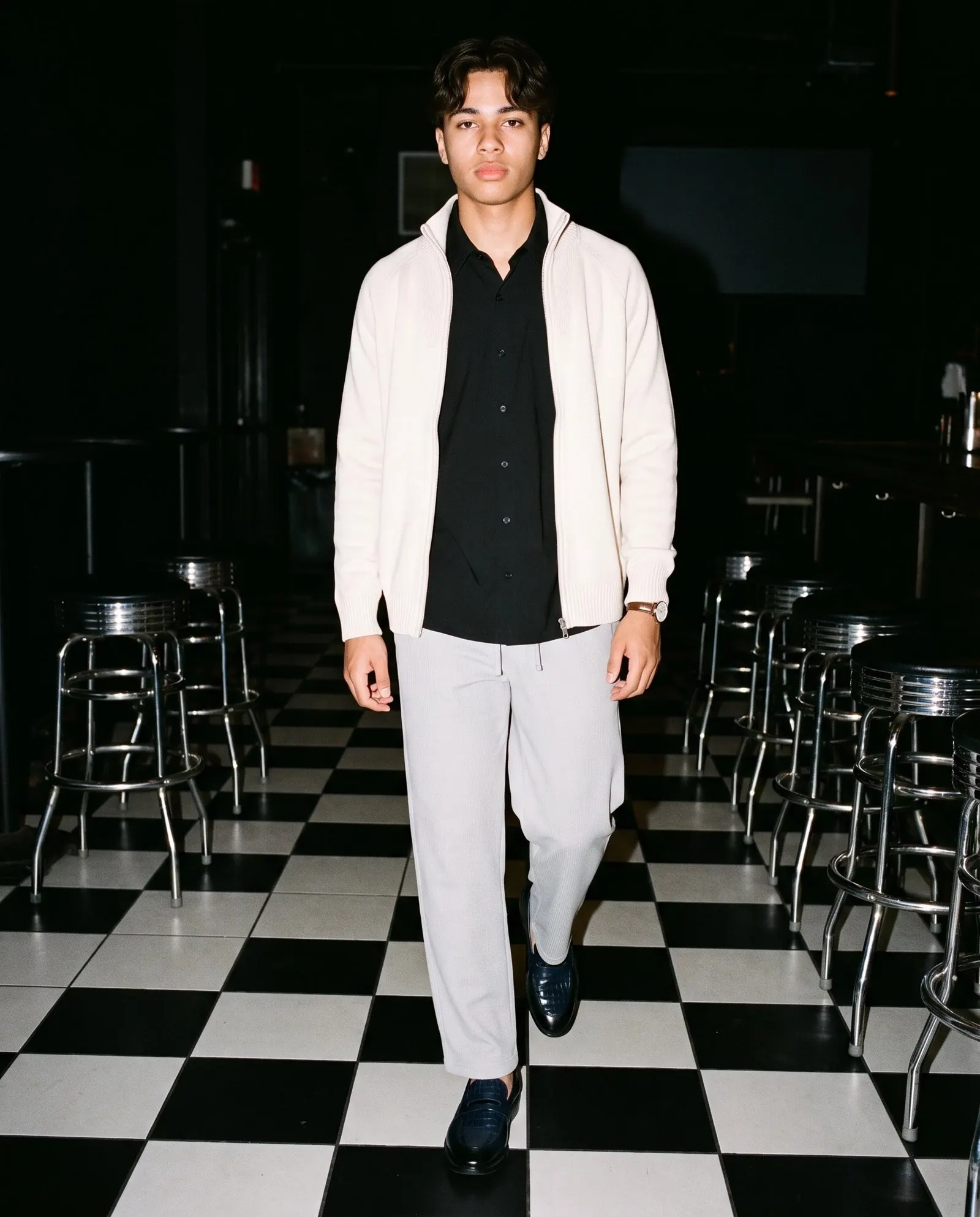 A model wearing The Blue Room Loafer by Marcel Afters, Autumn–Winter 2026.