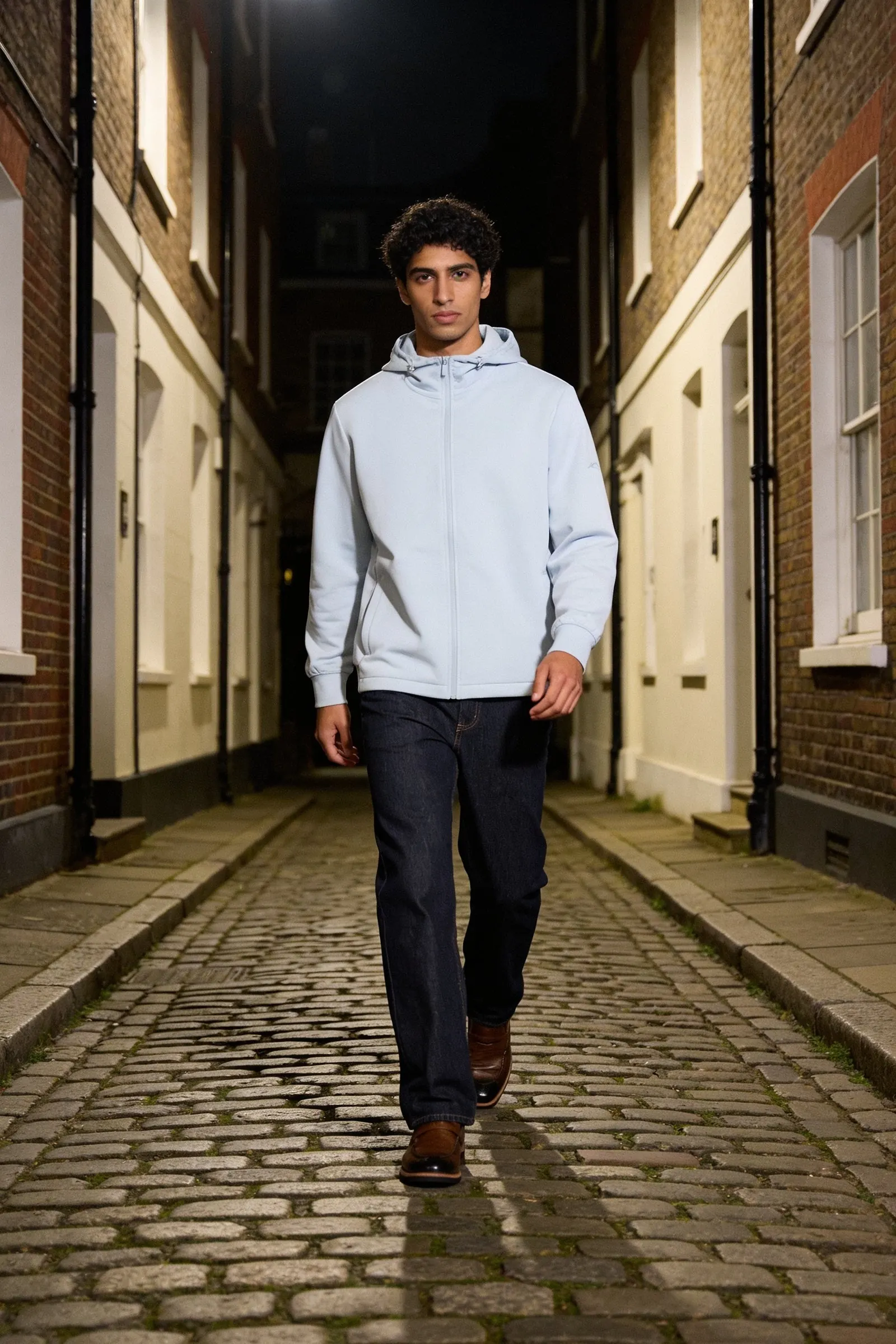 A model wearing Regular Fit Full Zip Hoodie by Marcel Afters, Autumn–Winter 2026.