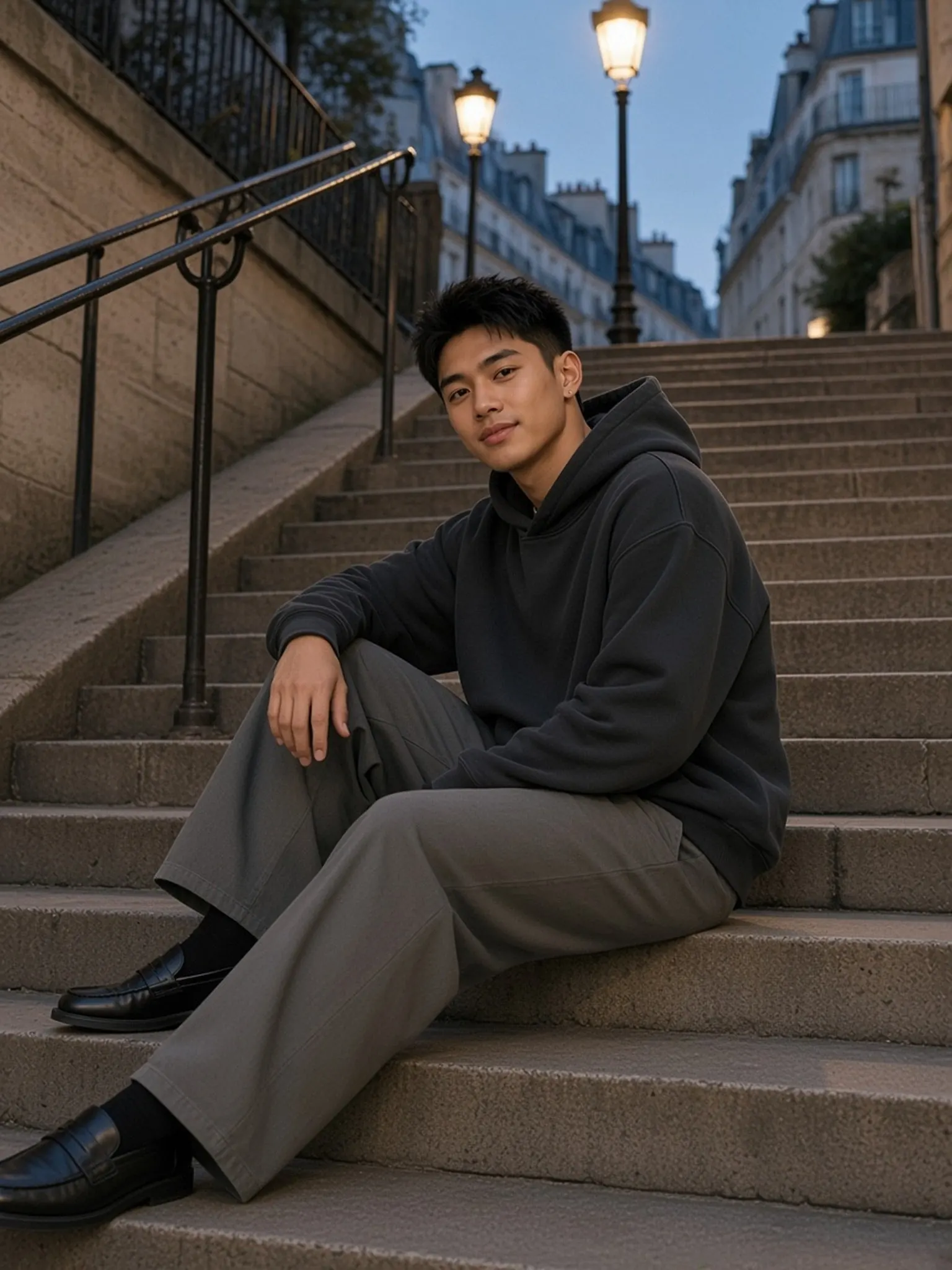A model wearing Vintage Wash Boxy Hoodie by Marcel Afters, Autumn–Winter 2026.
